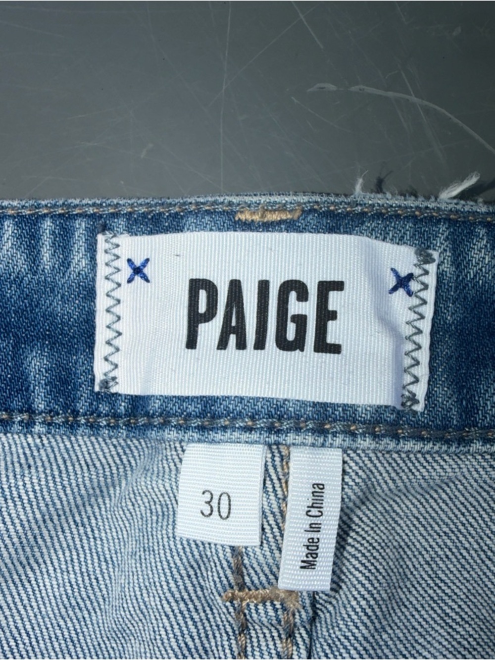 Paige Light Blue Denim Frayed Hem Women’s Shorts - Picture 8 of 12